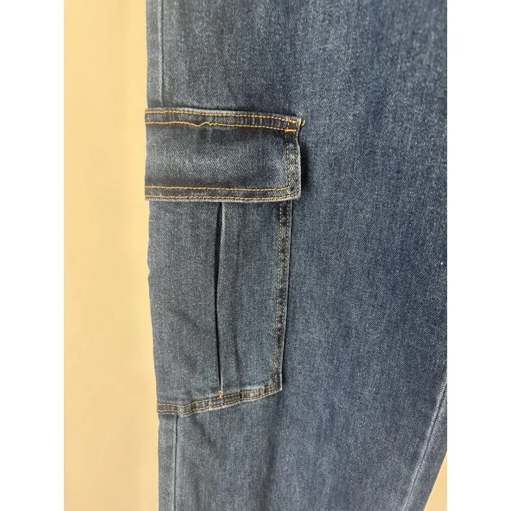 Abound Jeans Womens 27 Cargo Elastic Waist Straight Leg Relaxed
